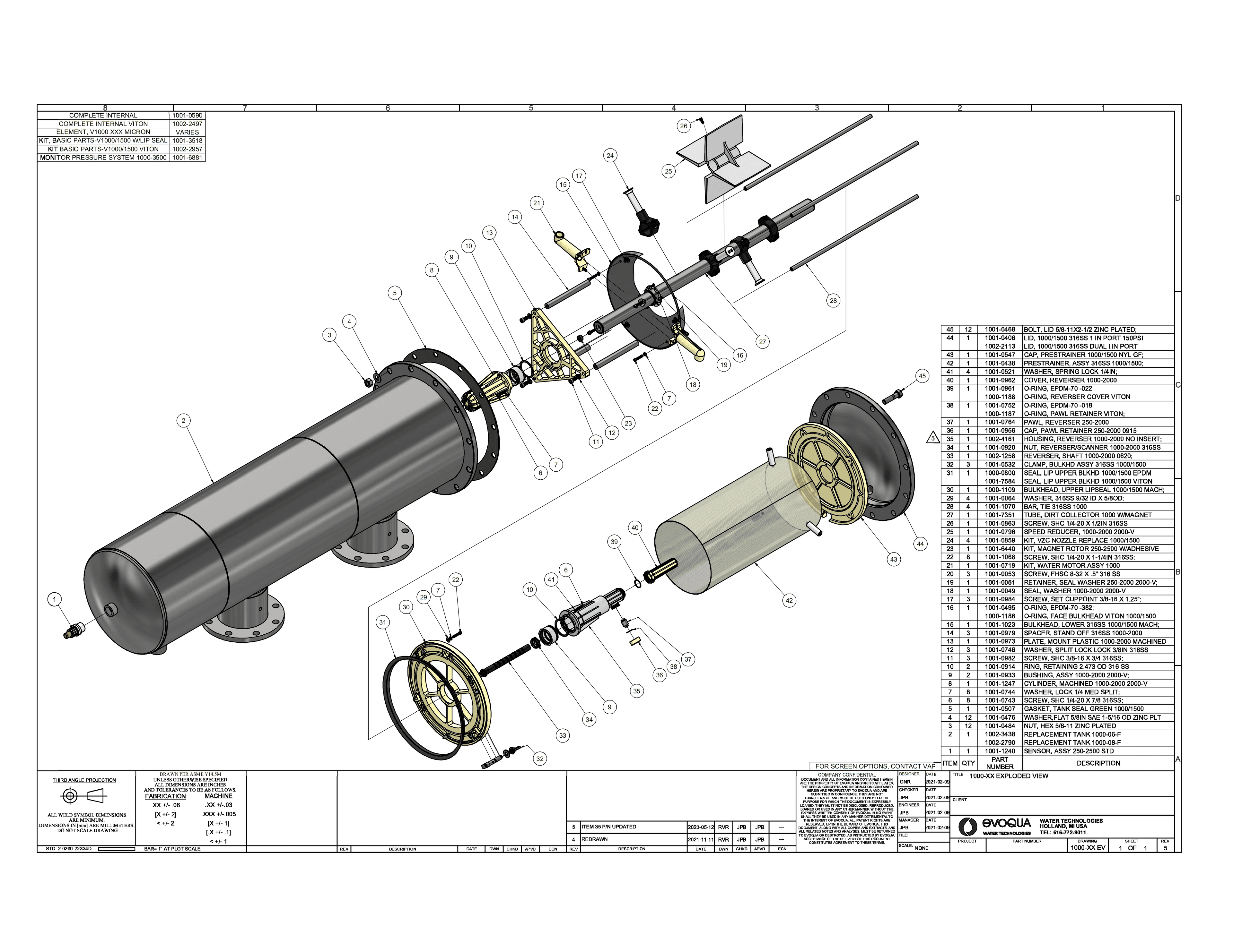 Exploded view of the V-1000