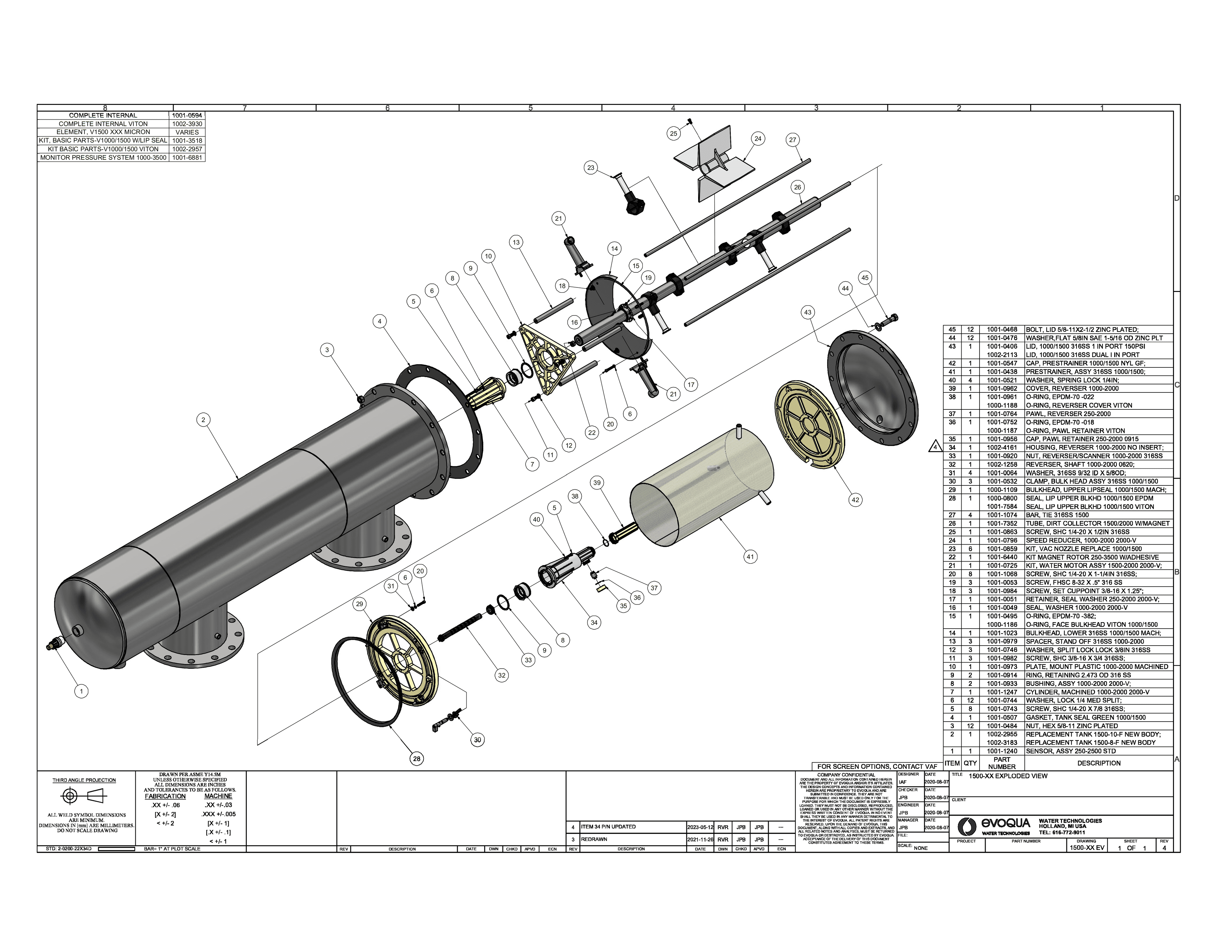 Exploded view of the V-1500