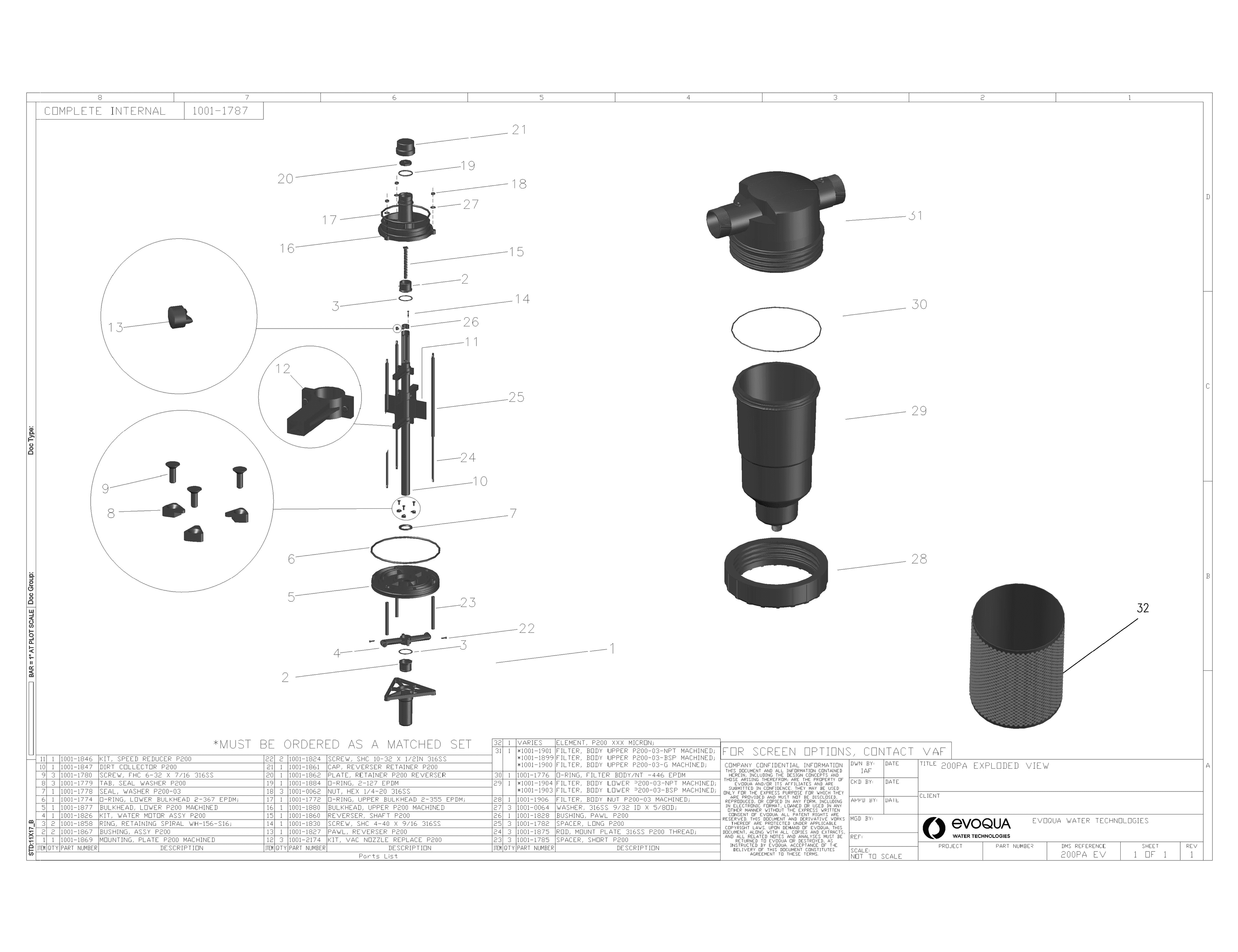 Exploded view of the V-200P