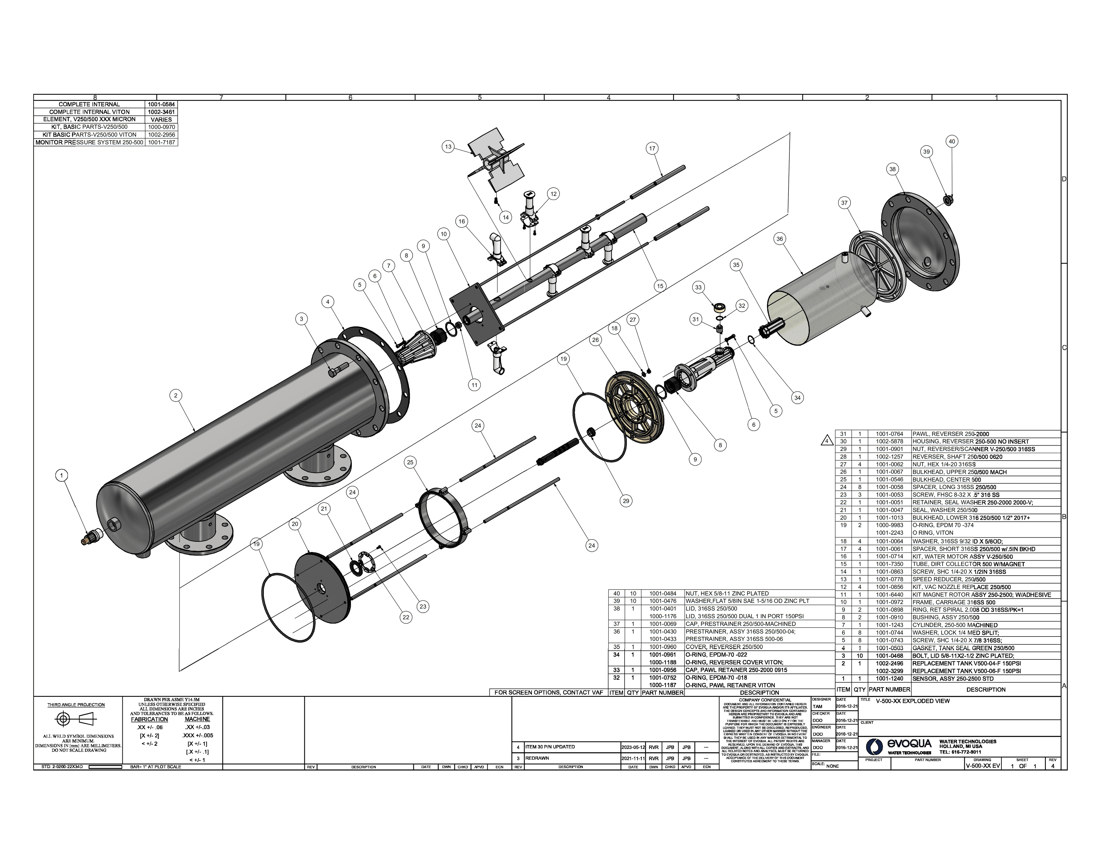 Exploded view of the V-500